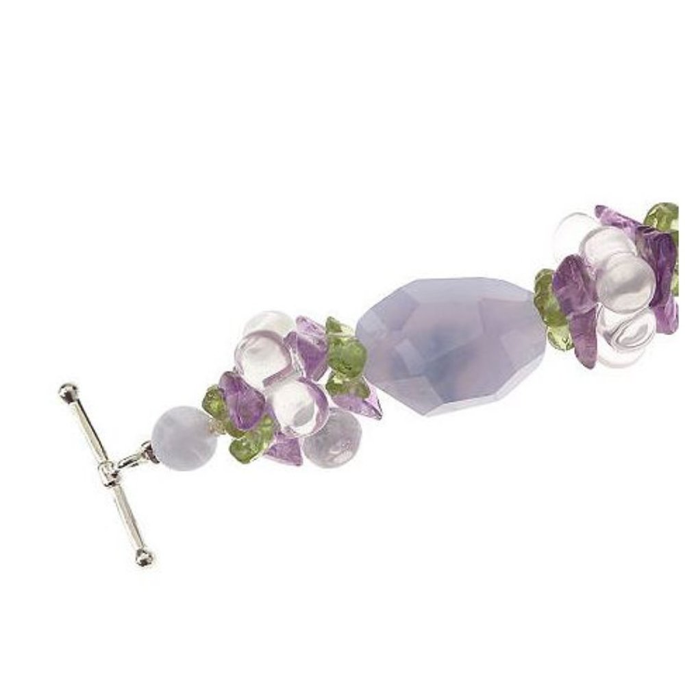 Ross-Simons Sterling Silver 925 Chalcedony Peridot Amethyst Chunky Necklace - Picture 5 of 7